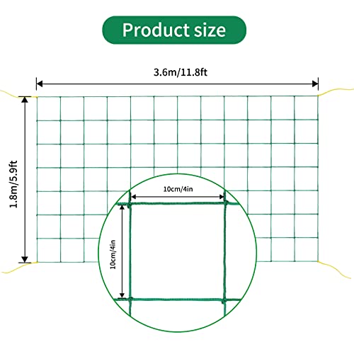 Trellis Netting for Climbing Plants Garden Plant Netting | 6 Ft x 12 Ft Green Heavy-Duty Plastic Plant Trellis Netting for Tomato, Cucumber, Plants, Fruits, Flowers