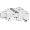13.1 x 19.7 x 6.4 FT Metal Chicken Coop, Chicken Run with Cover | Walk-in Metal Chicken Coop, Waterproof Cover, Side Hardware Cloth, Roosting Perch, reinforced frame, Backyard & Farm Use - size: 20x13Ft