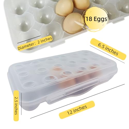 ZeQi Shatterproof Clear Reusable Plastic Egg Storage Container, Travel Egg carrier (18Grid) - size: 18Grid