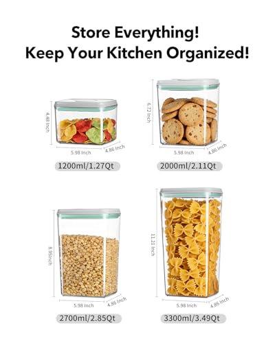 Airtight Food Storage Container with One-Touch Lid, 8-Piece Set (1.3, 2.1, 2.9, 3.6 QT* 2) Stackable Durable BPA-Free for Flour, Cereal & Complete Pantry Organization. - color: 8 Pcs Set