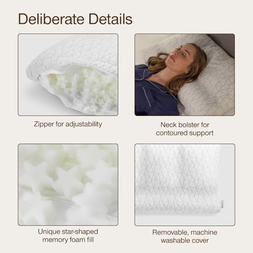 Coop Home Goods Adjustable Orthopedic Pillow King, Ergonomic Cervical Neck Support, Memory Foam Pillows for Side & Back Sleepers, Breathable, Washable Cover, GREENGUARD & CertiPUR-US Certified - size: King