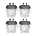 2 Quart Stainless Steel Flat Sided Bucket with Dual Hooks | 4 Pcs Durable Food & Water Bowl for Dog Cats Bird & Small Animals | Fits kennel Cage Crates Hanging Pet Pail | Multipurpose use - size: 2 Quart (Pack of 4)