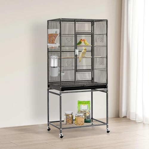 lemtrflo No Mess Bird Feeder Water Dispenser Set, Bird Feeder for Cage | Cage Accessories for Parrot, Finches, Budgies and Canaries - color: grey