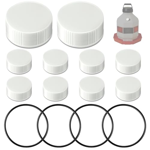 Poultry Fountain Renewal Waterer Part, 10 Replacement Cap,4 O Ring,White | Compatible with Miller PPF3/PPF5/PPF7, Compatible with Farm-Tuff 3/5/7 Gallon Poultry Founts - color: White