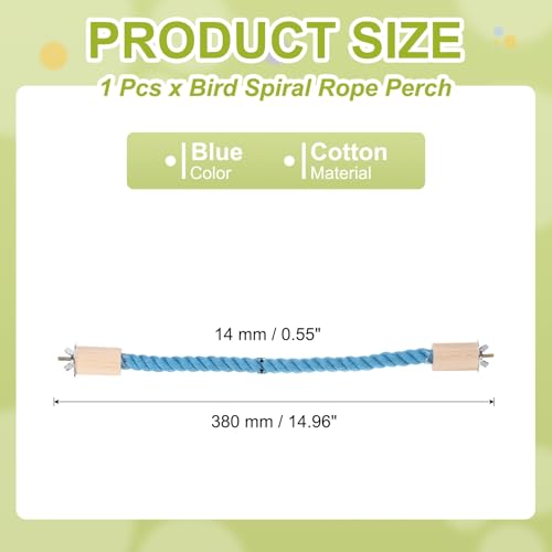 Bird Rope Perch Swing, Stand Rope Perch Standing Pole Accessory Climbing Swing Paw Grinding 15 Inch, (Blue) Intended for Parrot/Parakeet/Budgies/Cockatiels/Lovebirds - color: Blue, size: 15 Inch