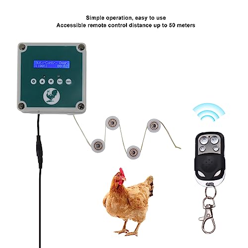 Automatic Chicken Coop Door Opener with Timer & Light Sensor, Automatic Chicken Coop Door Controller, Remote Control Poultry House Actuator Motor Kit for Duck, Goose (U.S. regulations)