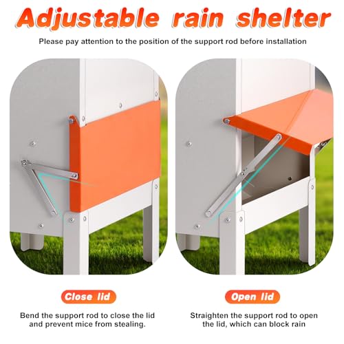 35lb Automatic Chicken Feeder Metal Ducks Poultry Feeder no Waste Large Hanging Chicken Feeders Trough with Leg for Chickens Coop Quail Outside Galvanized Waterproof Chicken Feeder