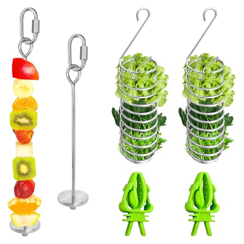 6Pcs Rat Enrichment Toys, Stainless Steel Rat Foraging Toy | Fruit Vegetable Holder, Bird Food Holder, Hanging Slow Feeder Clip, for Parrot Bird Rodents