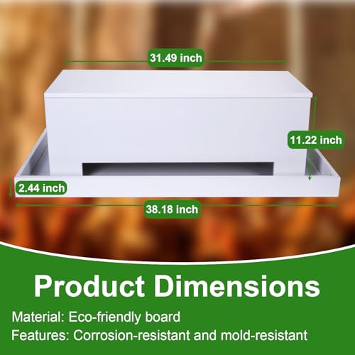 Large Chicken Feeder Trough 38", Heavy Duty Wooden Chicken Feeders with Crossbar, Holds 12 Chickens with Feed Storage Cabinet,Poultry Feeder Trough for Duck Geese Turkey Pigeon