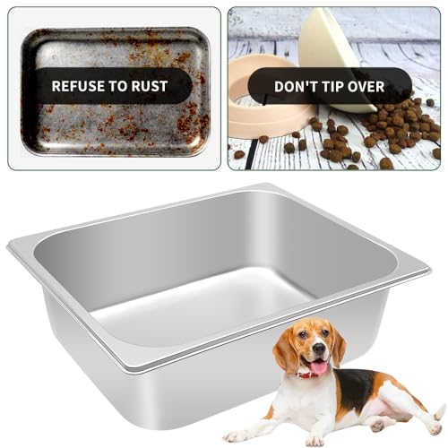 Dog Dish Stainless Steel Water and Feed Bowl with Non-Slip Pads (1.85Gal-1Set) - size: 1.85Gal-1Set