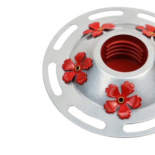 WOSIBO Hummingbird Feeder Replacement Bottom Base Replacement Part Includes Red Plastic Base Metal Top and Brushes (Silver-2) - color: Silver-2