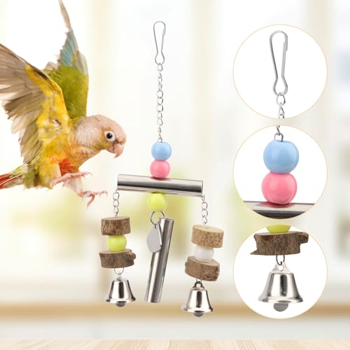 Hypeety Stainless Steel Bird Bells Parrot Hanging Bell Toy for Bird Parrot Macaw African Greys Amazon Cockatoo Parakeet Cockatiels Birds Cage Accessories (Silver) - color: Silver