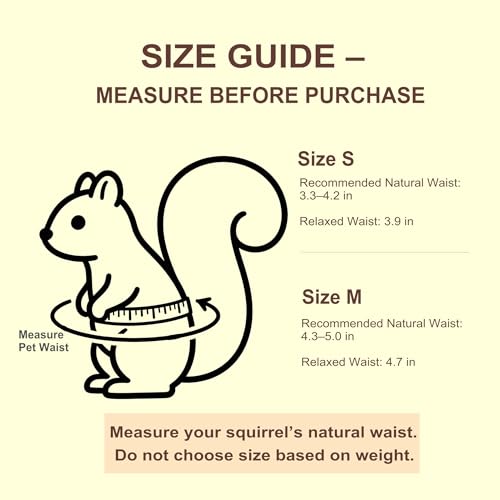 2 Pack Reusable Squirrel Diapers for Pet Squirrels, Adjustable Elastic Waist, Indoor Use, Measure Before Purchase - size: S