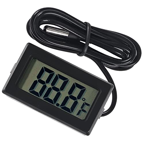 AITRIP 6-Pack TPM-10 Fahrenheit(℉) Digital Thermometer Wired for Car Greenhouse Indicator Indoor Room Freezer Refrigerator Aquarium with 1M Waterproof NTC Probe (Black)