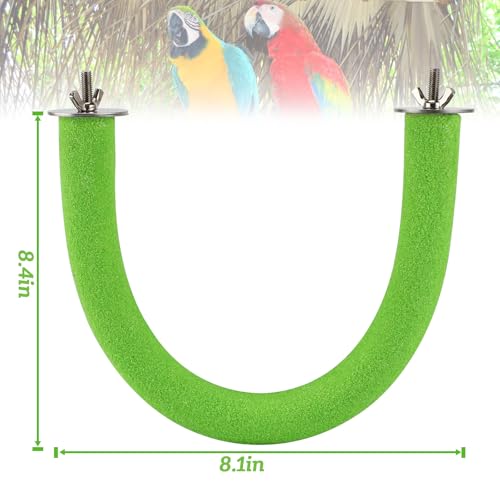 Rypet U-Shaped Large Parrot Perch, Quartz Bird Perch for Cage(Green XL) | Safe Chew & Rest Perch for Large Birds, Durable Non-Toxic Cage Accessory, for Parakeets Cockatiels Conures Macaws - color: Green, size: X-Large