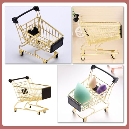 Portable Shopping Cart Shaped Makeup Sponge Holder with Good Ventilating Effects, Iron Material Powder Puff Container and Makeup Egg Drying Rack for Cosmetics Organization