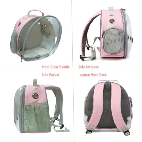 Small Animal Carrier Guinea Pig Backpack,Transparent, Breathable Backpack Carrier for Hedgehogs, Rabbits, Birds, Squirrels, Hamsters, Lizards Comfortable, Portable Travel Bag for Small Pets (Pink) - color: Pink