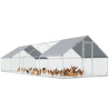 PawHut Large Chicken Coop Metal Chicken Run with Waterproof and Anti-UV Cover, Spire Shaped Walk in Fence Cage Hen House for Outdoor and Yard Farm Use, 1" Tube Diameter, 9.8' x 26.2' x 6.6' | Metal Chicken Run, Lockable Door, Spire Shaped Walk in Hen Hous