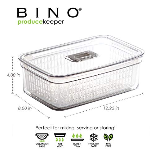 BINO | Produce Saver - 15.2 Cup/3.6L | Fridge Storage Containers for Fruits and Vegetables | Vegetable Storage with Adjustable Air Vent, Removable Basket | BPA-Free Fridge Organizers and Storage - size: 15.2 Cup