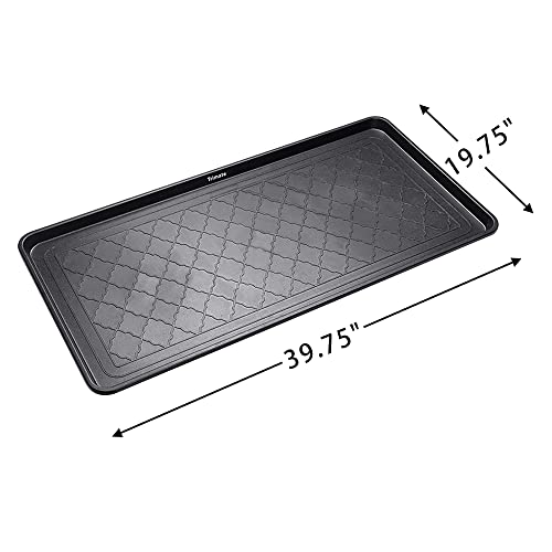 Boot Tray Black, 40x20 in - Waterproof Shoe Mat, Recycled Material | 1.25 in raised edge traps mud, water & snow - ideal for entryway, mudroom, garage, porch or car trunk - style: Black