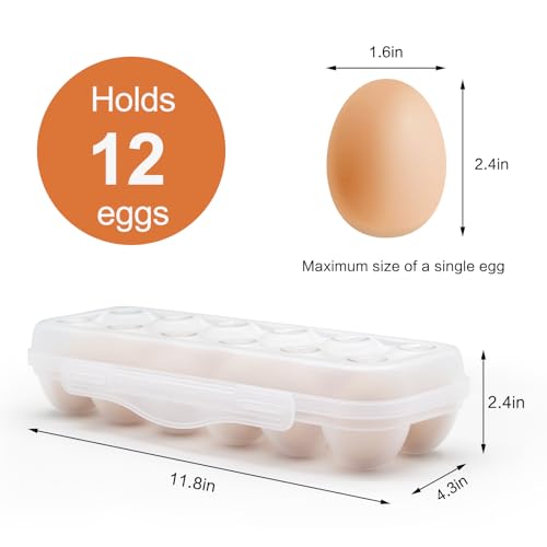 Egg Storage for Refrigerator, Egg Holder for Fridge with Lid, Stackable Egg Storage with Safety Buckle (2)