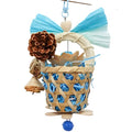 Bird Toys Foraging Shredder Hanging Toys Rope Perch with Bell Parakeet Toy Parrot Swing Climbing Standing Toys Bird Cage Accessories for Conure Cockatiel Budgies Lovebird, Blue - color: Blue
