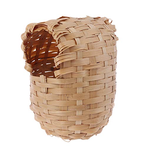 Small Bird Nest with Metal Hook Hand-Woven Bird Eco-Friendly Natural Bamboo Cage Accessories Hanging Bird Shelter