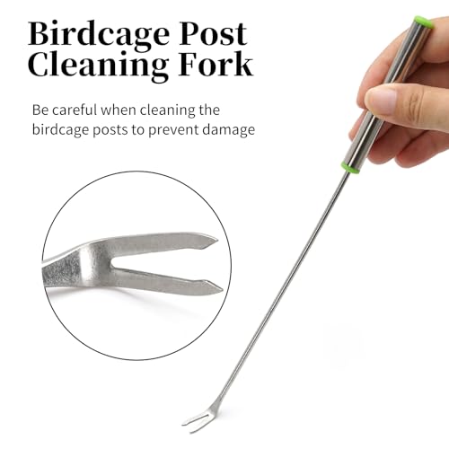 Plus tard 6-Piece Bird Cage Cleaning Kit with Stainless Scraper | Multiple Scraping and Brushing Shapes Reach Bars, Posts and Corners to Loosen Dried Messes and Speed Routine Cleanup