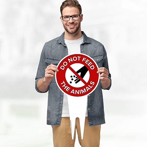 Do Not Feed the Animals Sign, 11"x21", Heavy Duty Integrated Ground Stakes, Indoor/Outdoor Use, Rust Free Aluminum Composite, Made in USA by My Sign center - color: Animals, size: 11"x21"