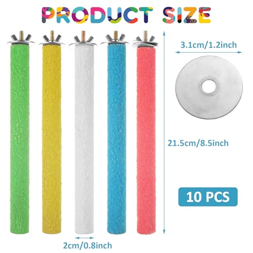 10 PCS Bird Perch Parrot Stand Wood Parrot Perch Stand Platform Natural Paw Grinding Stick Bird Cage Accessories for Budgies Cockatiels Cockatoo Conure Parakeet