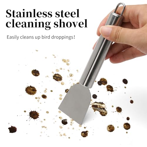 Plus tard 6-Piece Bird Cage Cleaning Kit with Stainless Scraper | Multiple Scraping and Brushing Shapes Reach Bars, Posts and Corners to Loosen Dried Messes and Speed Routine Cleanup