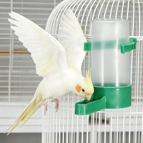 10 PCS Automatic Bird Water Feeder for Cage Drinking Dispenser | Green Plastic Easy Mount Bird Dispenser, 3.3 Inch Durable Water Fountain Cups, Easy Clean and Secure Daily Cage Feeding
