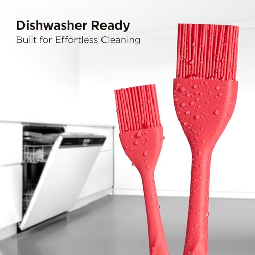 Kitchen Mama WaltzGrip Platinum Silicone Basting Pastry Brush, Red | Heat-Resistant, For Cooking, Baking, Grilling, Spreading Oil or Butter, Dishwasher-Safe - color: Red