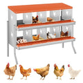 Garvee Chicken Nesting Box, 8 Compartments Nesting Box for Chickens, Galvanized Steel Chicken Laying Box for Easy Egg Collection, Wall Mounting - color: Orange | 8 Compartments+legs