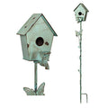 Bird Houses for Outside with Pole Metal Birdhouse Stakes Decorative Outdoor, Reclaimed Faucet Accent (Teal, 52") - style: Faucet