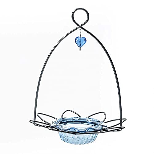 Birds Choice BBFF Bluebird Flower Feeder, Hanging Feeders, 3 Ounces, Blue | Petite Hanging Cup Bluebird Feeder for Mealworms and Dried Fruit, Simple to Fill and Rinse Clean