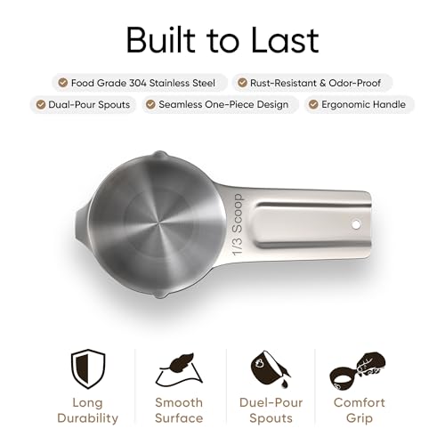 Color Up ⅓ Cup Pet Food Scoop – Stainless Steel Dog Food Scoop Cup – Rust-Resistant, Durable Measuring Scoop for Dogs, Cats, Birds & Rabbits – Ideal for Dry Food & Treats - size: 1/3 Scoop (1/3 Cup)