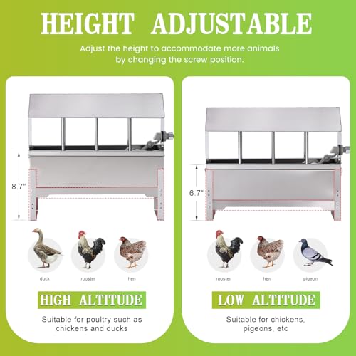 Automatic Chicken Waterer Metal Chicken Water Feeder Stainless Large Chicken Waterer System Auto Poultry Waterer Dispenser with Stand Legs for Pigeon, Duck, Goose, Geese,Quail,Turkeys