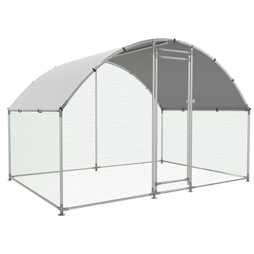 HEYTOWN Large Metal Chicken Coop with Run, Walk-in Dome Roof Poultry Cage with Waterproof & Anti-UV Cover for Yard for Ducks & Rabbits - size: 78.0"L x 120.0"W x 78.0"H