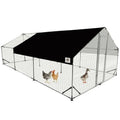 Chicken Runs for Yard with Cover, Metal Chicken Coop, Upgraded Anti-UV 180g/㎡ PE Cloth & 1.1mm Thickened PVC-Coated Hexagonal Chicken Wire Mesh & More Galvanized Steel Standpipes,19.7×9.8×6.4FT - size: 236.0"L x 118.0"W x 77.0"H