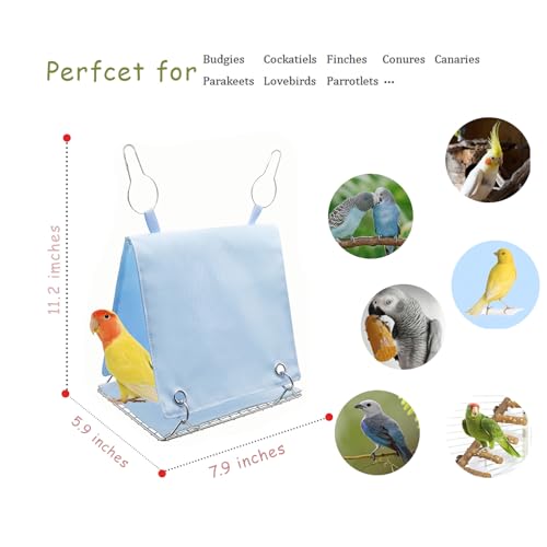 Bird Tent with Removable Pad Easy to Clean, Bird Toys Swing Parrot Hammock for Cockatiels Conures - Hanging Cage Bed Waterproof, Chew-Proof for Parakeets Lovebirds, Blue