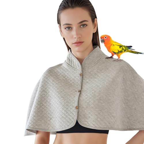 Parrot Shoulder Protector & Bird Diaper Shawl - Keep Clothes Safe from Scratches & Poop, Reusable Training Cape for Parakeets, Cockatiels, Conures, Lovebirds, Finches, Macaw (grey) - color: Grey
