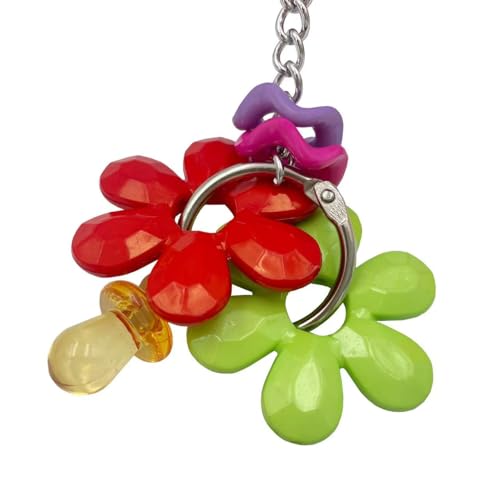 Pullable Bird Plastic Ball Toys with Acrylic Pacifiers and Flowers, Colorful Parrot Toys for Medium and Large Parrot Quaker Monk Parakeet Sun Conures (Purple) - color: Purple