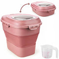 Viretec Cereal Rice Storage Containers, 20 to 50Lbs Collapsible Dry Food Dispenser Bins with Airtight Flip Lid Rolling Wheel, Kitchen Pantry to Store Sugar Flour, Dog Pet Cat Food Holder Container - color: Pink