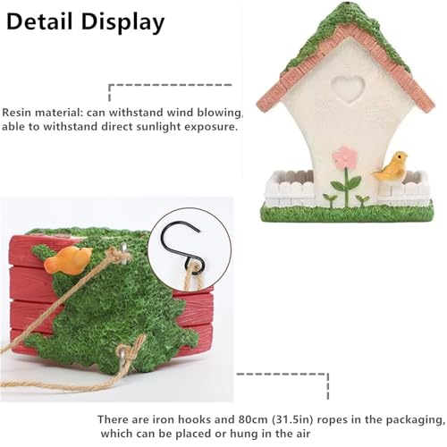 Bird Feeder House,Outdoor Hanging Bird's Nest, Hummingbird Houses,Wooden Fence Design, Butterfly and Bird Accents,Outdoor Hanging Design (Floral Pattern) - style: Floral pattern