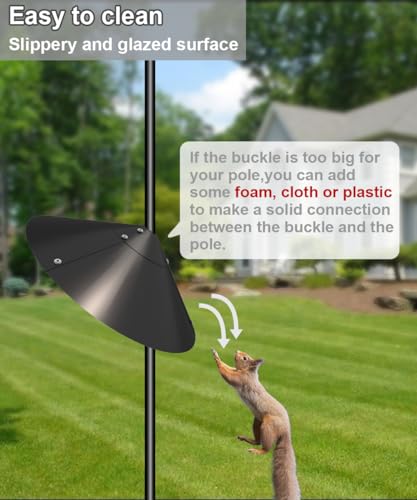 Metal Squirrel Baffle for Bird Feeder Pole, Outside Pole Mount Bird House Guard for Outdoor Shepherd’s Hook, 19 Inch, 1 Pack - size: Buckle-1pcs