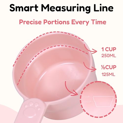 1 Cup Dog Food Scoop, Extra Long Handle Sturdy Melamine Pet Food Measuring Scoop with Clear Marking Lines, BPA-Free, Shatterproof, Dishwasher Safe (Pink, 1 Cup) - color: Pink, size: 1 Cup