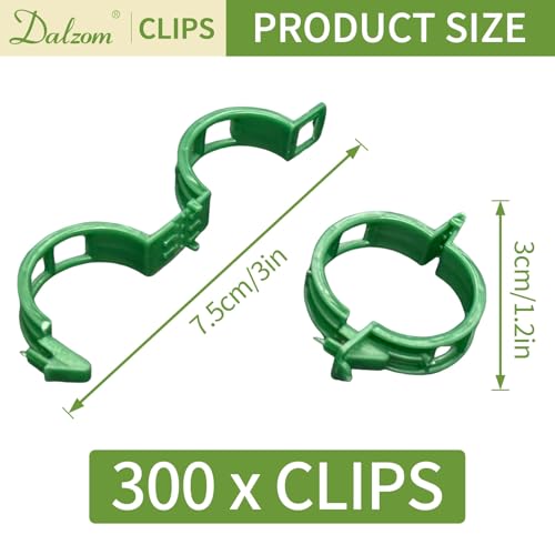 Dalzom® 300Pcs Tomato Clips, Plastic Trellis Clips Plant Support Clips, Plant Clips for Support, Grape Vine, Tomato Vine, Vegetables Plants, Garden Clips to Grow Upright Makes Plants Healthier (Green) - color: Green