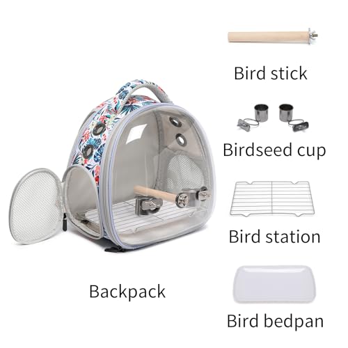 Portable Travel pet Backpack Carrier Hamster Bag Guinea Pig Bird Small Dog cat Turtle Carrier Rabbit Cage Squirrel Bearded Dragon Breathable Hangbag (Hua+Accessories) - color: hua+accessories