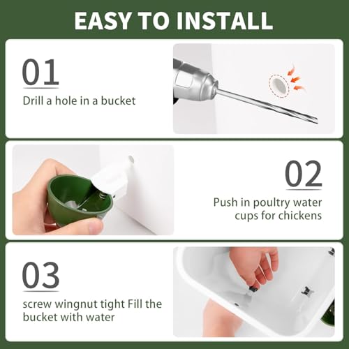 Chicken Waterer 8-Pack Automatic Chicken Waterer Cups - No Waste Poultry Watering Solution for Chicken, Duck, Goose, Turkey with Easy Mounting System Poultry Waterer